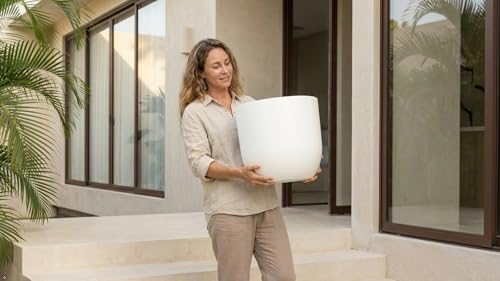 KUTE NEST 16" Premium Arco Fiberstone Outdoor Planter - White - color: Santorini White, size: 16"H x 16"D