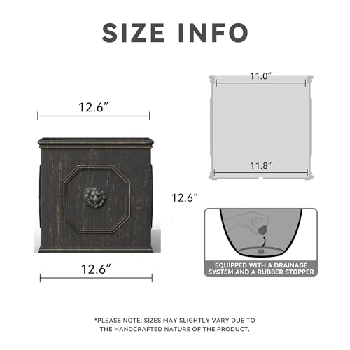 Kante Accent Square Vintage BRN Concrete Planter 12.6" W, Outdoor - color: Metallic Chestnut, size: 12.6"