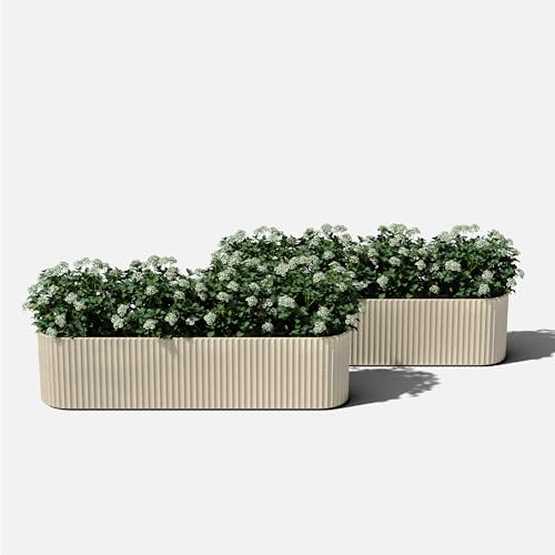 Veradek Demi Series Window Box Planter - Round Outdoor Planter - color: Sand, size: 36 inch - 2 Pack