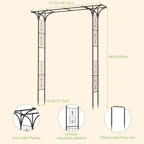8FT Garden Arch Arbor Steel Trellis for Climbing Plant Outdoor Wedding Gate - size: 8*4 FT
