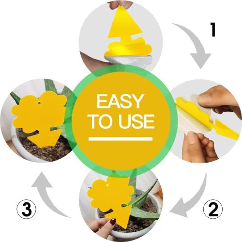 100 Pack Gnat Killer Sticky Traps for Plants - Yellow Fungus Gnat Sticky Trap for Indoor Houseplants, Fruit Flies, Whiteflies, Aphids - Family Friendly Design, Flower and Cloud Shapes - color: Yellow, size: 100 PCS