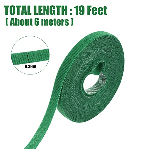 Green Gardening Tape, 19 Feet x 2/5'' Plant Ties Reusable Adjustable Plant Support Cord Tie Strap for Indoor Outdoor Patio Plant Use, 1 Roll
