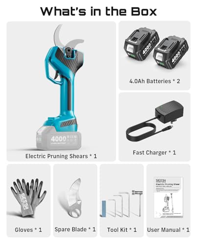 SEESII Electric Pruning Shears 4 Modes, 2.2" Cut Electric Pruners Cordless - color: Light Blue