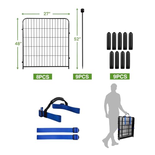 ADAVIN 48in Tall Garden Fence No Gate, 8 Panels Dog Fence Outdoor 17.7 Ft - size: 48in(H) 8panels no gate-New