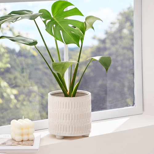 STHIE 5 Inch Ceramic Planters for Indoor Plants, White Snake Plant Pots - color: Reactive Glaze White