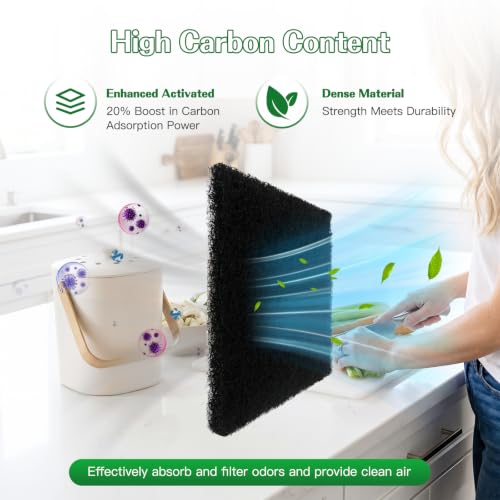 Homesweet 10 Pack Square Compost Bin Filters Spare Activated Carbon Filter Sheets to Improve Indoor Air Quality by Regulating Composting Emissions to Have a Clean House (5 Inches)