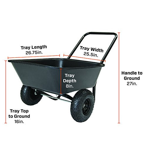 Garden Star 70019 Garden Barrow Dual-Wheel Residential Wheelbarrow Garden Cart
