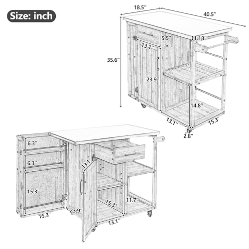 Outdoor Deck Box with Stainless Steel Worktop, White Fir Wood Patio Storage Cabinet for Garden Tools and Pool Accessories, Weather-Resistant Storage for Patio & Deck, 40.5 x 18.5 x 35.6 Inches, White - color: White - 40.50 X 18.50 X 35.60 Inch