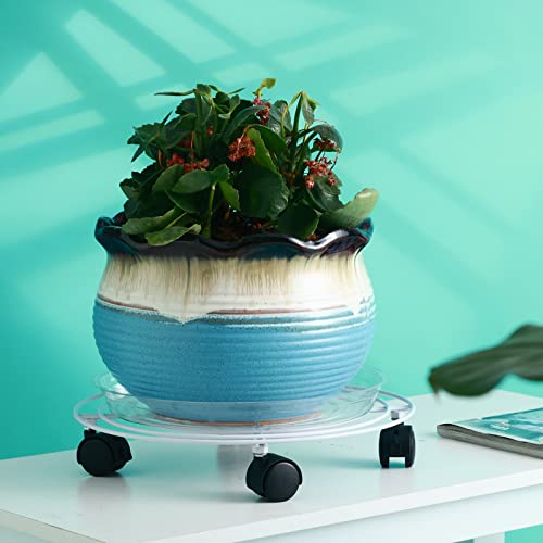 5 Packs Metal Plant Caddy with Locking Wheels 11.8 Inches Heavy-duty Wrought Iron Rolling Plant Stands with Casters Plant Dolly Plant Roller Base for Indoor and Outdoor Plant Pot Movers Saucers White - color: White