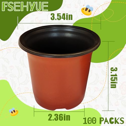 100 Packs 3.5" Plant Nursery Pots Plastic Seedling Starter pot Flower Planter Container Seed Grow Pot with Drainage Hole for Indoor Outdoor Garden Suitable for Succulent Seedling Cutting Transplanting - size: 3.5 Inch