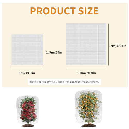 SooGree Garden Mesh Netting - Durable, All - Purpose Protection Ultra-Light Insect Barrier Netting Fine Mesh Plant Cover Bird, Pest, Insect Protection for Vegetables, Fruits & Flowers (39'' x 59'')