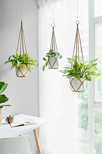 Dahey Macrame Plant Hanger Indoor Hanging Plant Holder Planter, Set of 3 - color: Brown