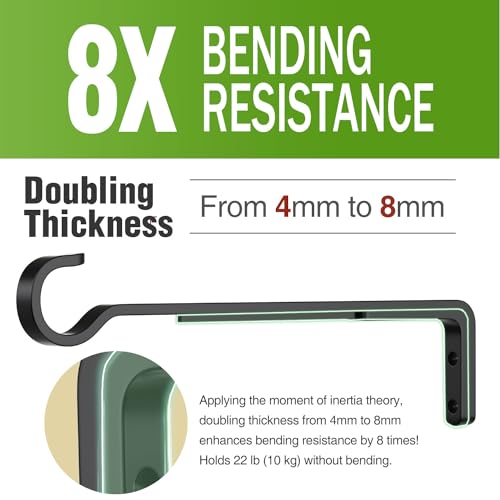 10 Inch Plant Hooks for Wall,Plant Hangers Outdoor/Indoor,Hold 35lb, 2 Pack - color: Black, size: 10 Inches