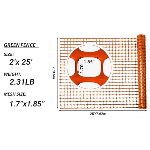 PotatoLife 2'x25' Plastic Mesh Safety Fence with 50 Zip Ties, Orange - color: Orange, size: 2' x 25' (Regular)