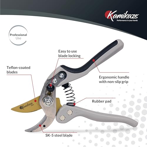 KM1-M FORCE ANVIL SHEAR- ANVIL PRUNER, Pruning Shears. Garden Pruners, Plant Pruners, Pruning Shears, Tefloned Blade Hand Pruner, Universal Garden Clippers great for garden and home - style: Medium Handle Anvil