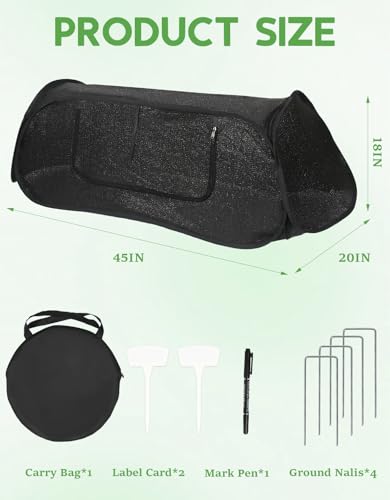 45"×20"×18"Pop Up Plant Shade Tent,Foldable UV Resistant Sun Shade Cloth,Raised Bed Shade Cover with Labels & Stakes,Breathable Garden Mesh Cover with Zipper Door for Vegetables,Fruits,Flowers