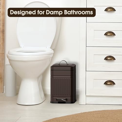 CEROELDA Small Trash Can with Lid-1.3 Gal, Dog Poop Trash Can Outside-Brown - color: Brown