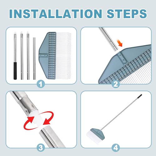 YEELOR Thatch Rake with 66 Inch Adjustable Handle
