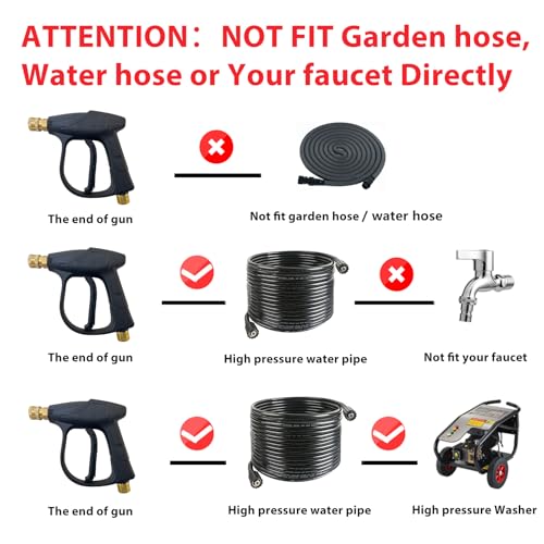 Sooprinse High Pressure Washer Gun 3000 PSI Max, Power Washer Short Gun with 1/4 Inch Quick Connector, M22-14 - color: Dark Black