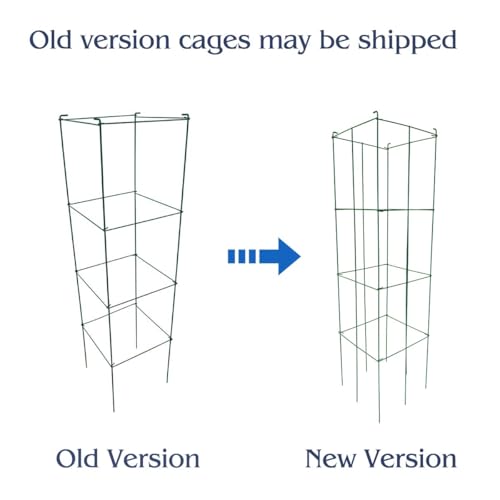MTB Green Square Folding Tomato Cage Plant Support Tower 12 inch by 46 inch, Pack of 5 Sets - size: 12*46inch Sq-Green Coated-5Pack
