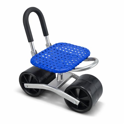 Blue Garden Rolling Seat with Wheels