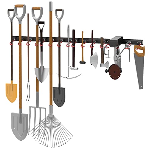 WALMANN All Metal 64 inch Wall Mount Garden Tool Organizer for Garage