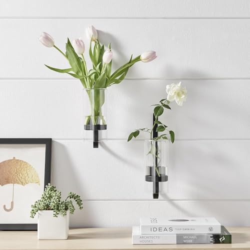 2 Piece Iron Glass Vase, Bottle Flower Vase, Hanging Metal Plant Stand, Metal Iron, Creative Wall Hanging - size: Style 002