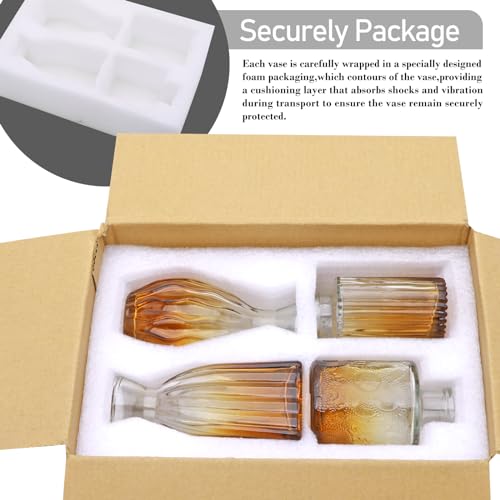 Glass Bud Vases Set of 4, Small Brown Flower Vases for Wedding Centerpieces - color: Brown