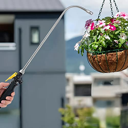 Watering Wand For Hanging Baskets, Garden Hose Sprayer With Adjustable Nozzle, Car Pet Window Cleaning Tool, Great For Watering Seedbeds, Hanging Plants, Deck Plants. (Upgrade 90-degree curved nozzle) - size: Upgrade 90-degree curved nozzle