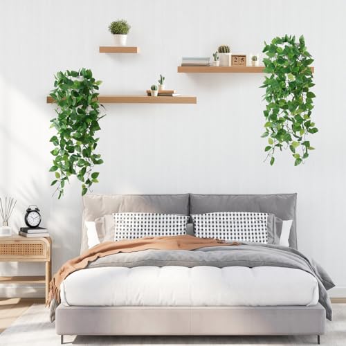 Artificial Hanging Plants with Boho Macrame Plant Hanger - Fake Ivy Vines in Pot for Wall, Bedroom Home Faux Greenery for Indoor Outdoor Decor (1 Pack)