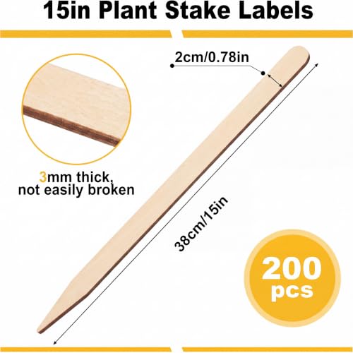 Weysat 100 Pcs 15" Wood Plant Labels for Field or Containers Plant Tags Wood Garden Labels for Seedling Stakes Markers Nursery Seed Tags with Smooth Surface for Pot Herbs Flowers Vegetables - color: Natural, size: 15 Inch
