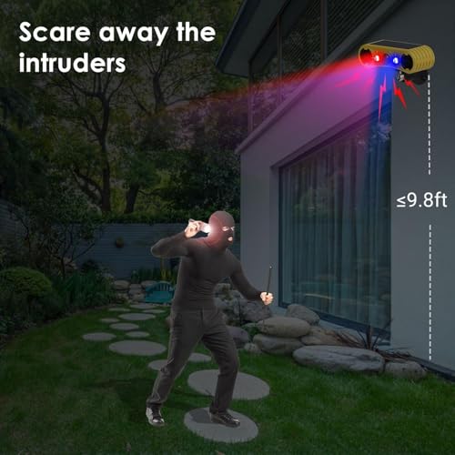 HULPPRE Solar Outdoor Motion Sensor Alarm,13 Sounds,Loud Noise Maker