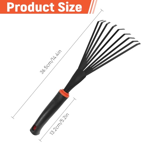 Small Hand Rake, Stainless Head and Tines, Gardening Hand Tool with Ergonomic Handle and Hanging Hole for Storage for Maintaining Raised Garden Beds - color: Large Weeding Rake