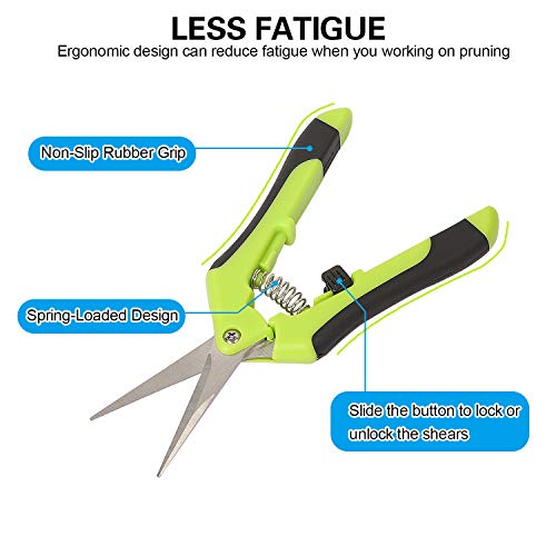 KEILEOHO 4 Pack 6.5 Inch Bud Trimming Scissors, Professional Stainless Steel Gardening Hand Pruners Micro-Tip Pruning Snips with Straight Blades for Trimming Garden Herb Plants Flowers