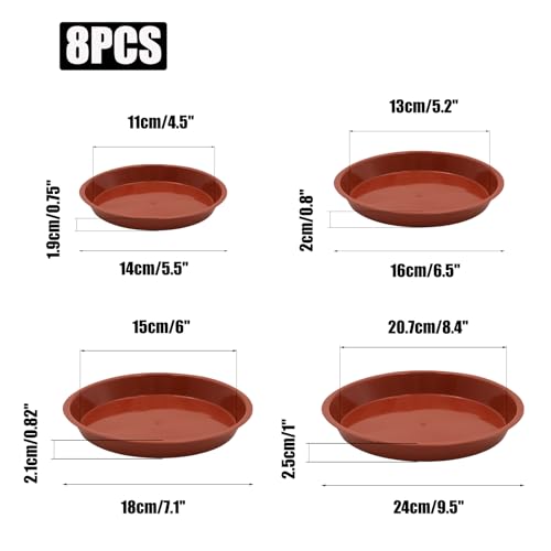 8 Pack 4 5 6 8 Inch Terracotta Plant Saucers Plastic Drip Trays - color: Terracotta, size: 4 Inch, 5 Inch, 6 Inch, 8 Inch