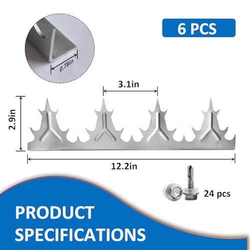 Anti Climbing Decorative Deterrent Fence Metal Spikes Fence Nails(6 Pieces 74 inches) Strong Silver Galvanized Steel Plate to Prevent Bears Coyotes and Thieves from Intruding Protect The Safety of - color: Silver A