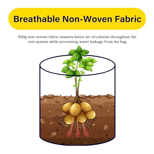 iPower 10-Pack 10-Gallon Potato Grow Bags Thickened Non-Woven Aeration Fabric Container Planter Pots with Handle, Access Flap and Visual Window, Easy to Harvest, for Tomato, Vegetables - size: 10 Gallon