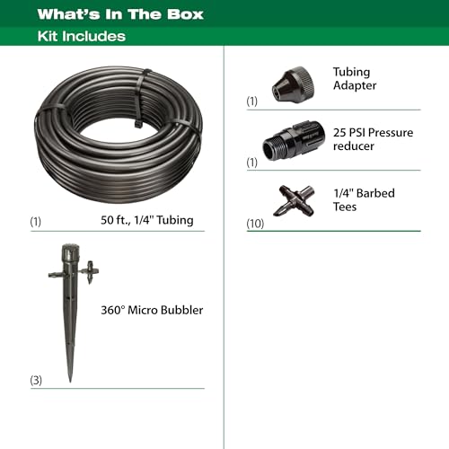 Rain Bird POTTEDKIT Drip Irrigation Kit, Full Circle, 1/4"