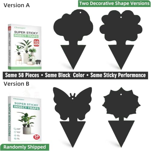 100 Pack Gnat Killer Sticky Traps for Plants - Black Fungus Gnat Sticky Trap for Indoor Houseplants, Fruit Flies, Whiteflies, Aphids - Family Friendly Design, Flower and Cloud Shapes - color: Black, size: 100 PCS
