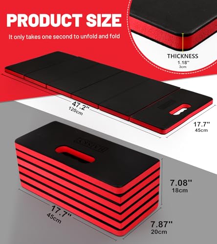 Foldable Mechanic Mat Kneeling Pad, 1.2" Extra Thick EVA Foam,Red - color: RED & BLACK