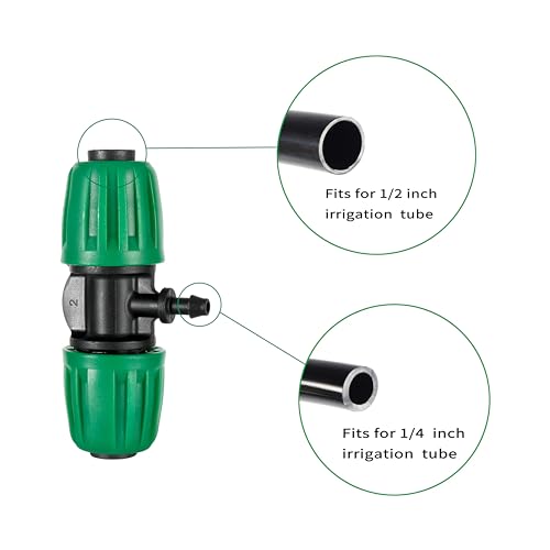 10 Pcs 1/2" to 1/4" Barbed Drip Irrigation Fittings Tee Connector - size: 1/2 to 1/4 inch 3-Way