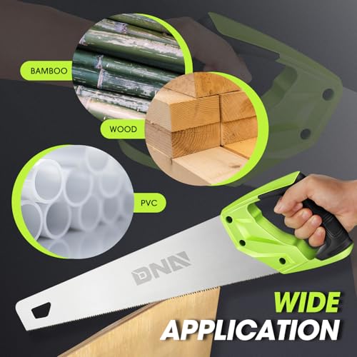 DNA MOTORING 17in Bi-Ground Teeth Hand Saw, Universal Hand Cuts Saw, Wood Saws for Pruning, Trimming Branches,Garden, Camping, Lawn, w/TPR Handle,TOOLS-00589 - style: 17in Hand Saw