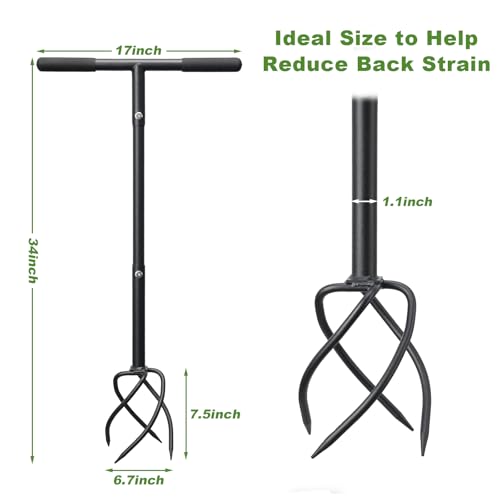 Hand Tiller Garden Tool 3 Ft Garden Claw Hand Tool Sturdy Garden Hand Tiller for Gardening Labor Saving Twist Tiller for Soil Tillage, Weed Control Lawn Aeration