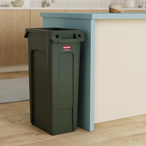 Rubbermaid Commercial Products Slim Jim Trash/Garbage Can with Venting Channels, 23-Gallon, Green, for Kitchen/Office/Workspace - color: Green, size: 23 Gal