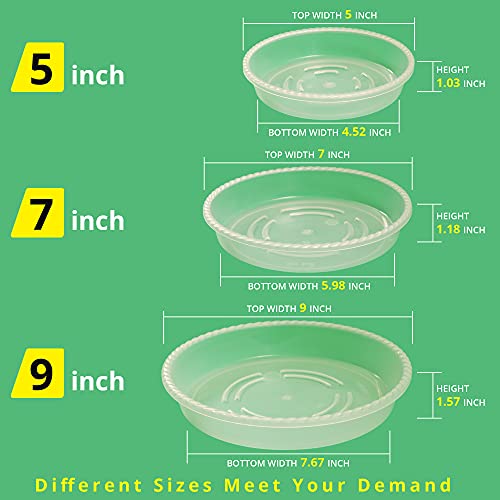 9 Pack of 5''& 7''& 9'' Clear Plant Saucer Drip Trays, Plant Tray for Pots & Plastic Plant Saucer,Made of Thicker & Stronger Plastic with Large Capacity Design (5 Inch x3+7 Inch x 3+9 Inch x 3) - color: Clear, size: 5" 7" 9" Mix