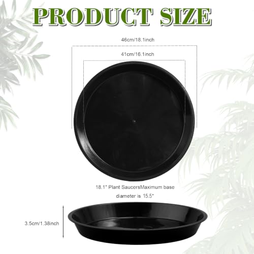 6 Pack 18 inch Plant Saucers for 15.5 inch Planters, Modern Matte Finish 18 20 22 25 inch Flower Pot Drip Tray Base for Indoors Outdoors, Heavy Duty Plant Trays to Catch Water, Black - size: 18 inch