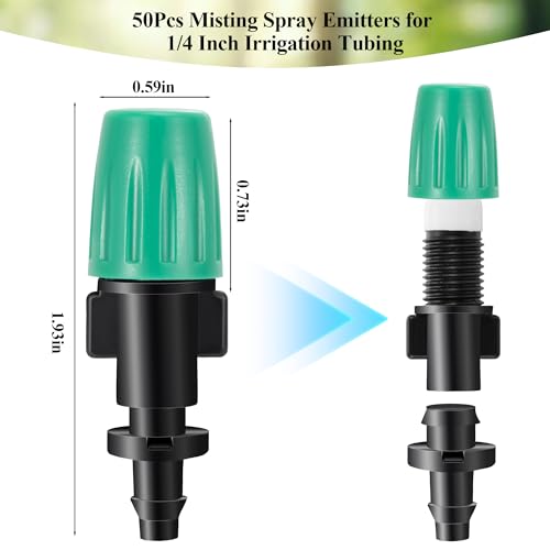 50 Pcs 1/4" Misting Nozzles Drip Irrigation Spray Emitters - color: Barbed Spray