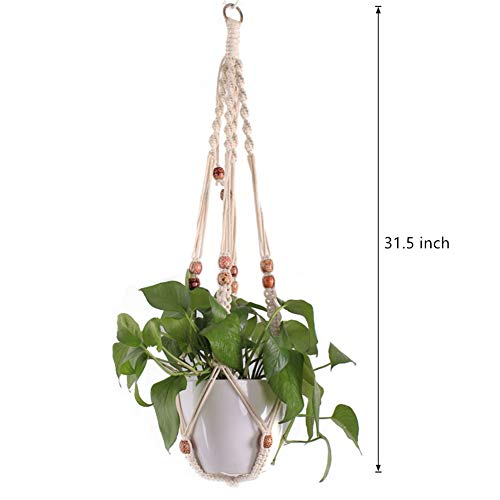 Belit Macrame Plant Hangers Indoor Outdoor 2 Pack Hanging Planters Basket with 2 Hooks Decorative Flower Pots Stand Home Decor - color: Ivory, size: 31.5"- 1 Tier