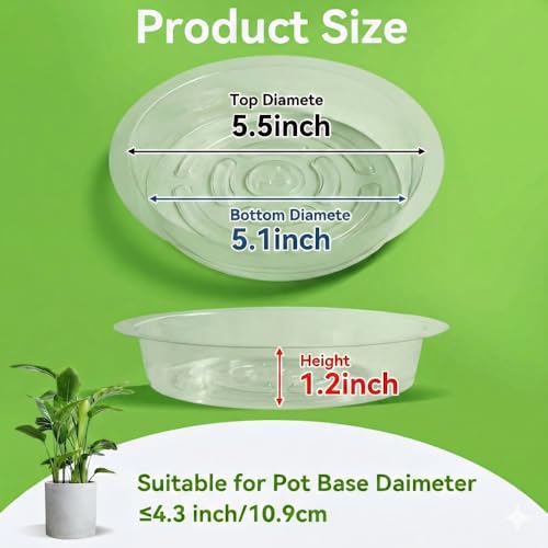 100 Pcs 6 Inch Clear Plant Saucers Bulk, Plastic Plant Saucer - size: 6inch(100 Pack)
