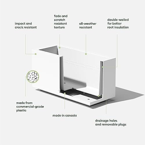 Veradek Block Series Long Box Planter - Rectangular Outdoor Planter - color: White, size: Small - 2 Pack